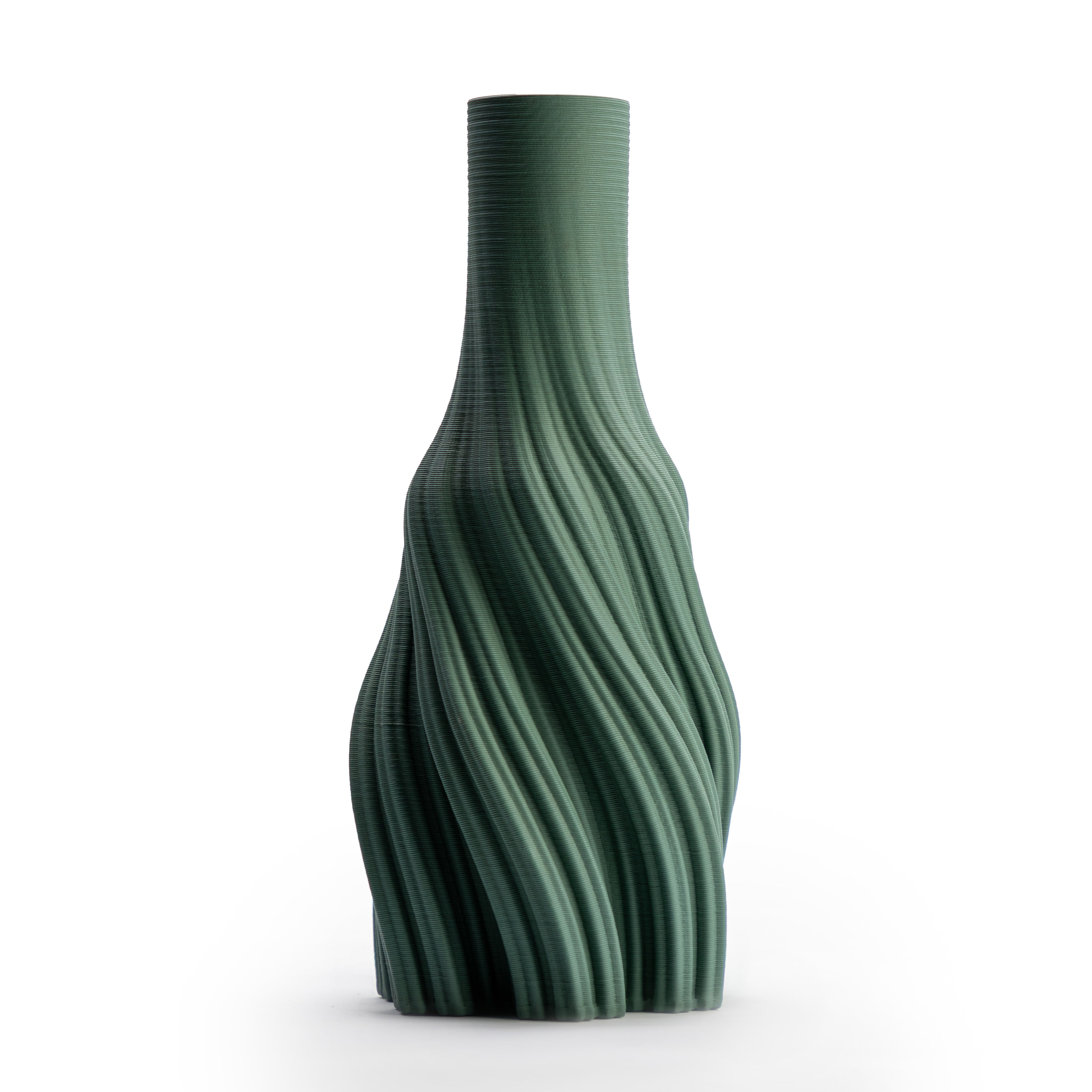 Green Swirl Textured Vase