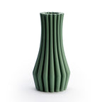 Green Ribbed Low Vase