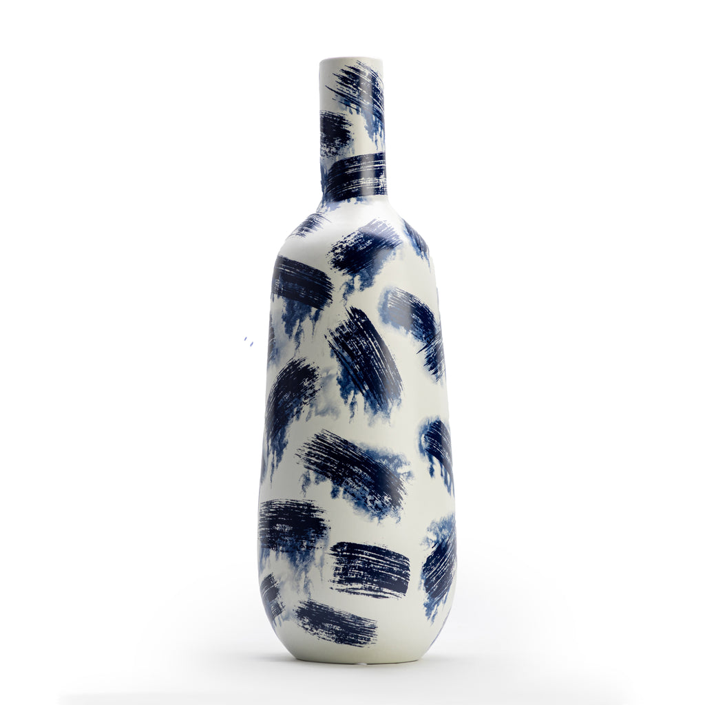 White and Blue Abstract Vase
