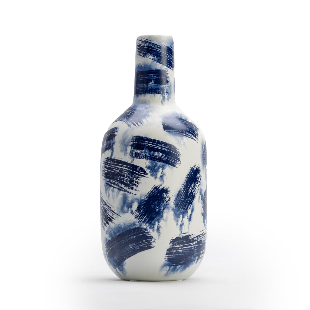 White and Blue Abstract Vase