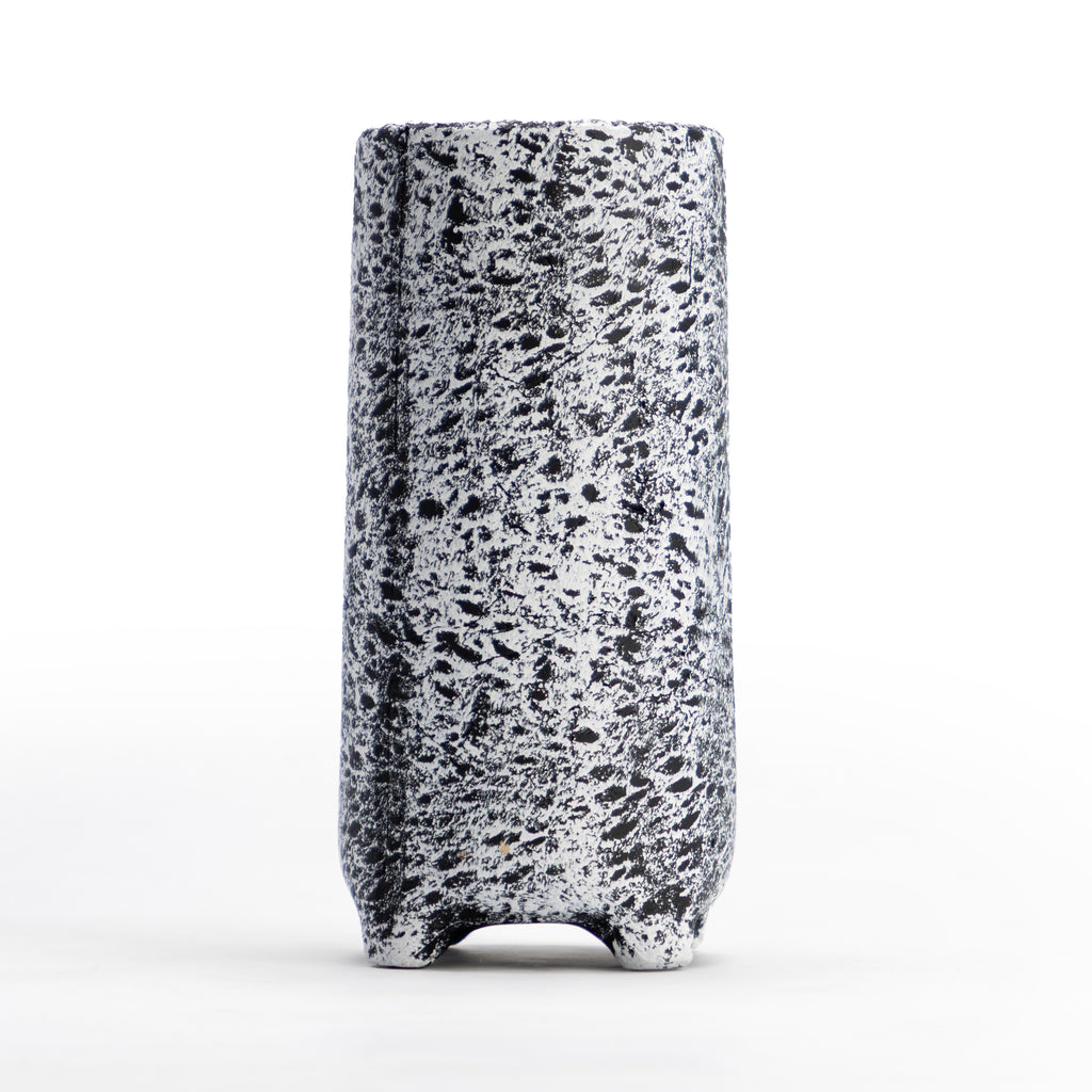 White and Black Splatter Vase