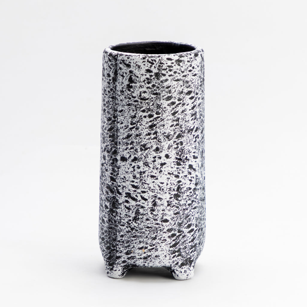 White and Black Splatter Vase