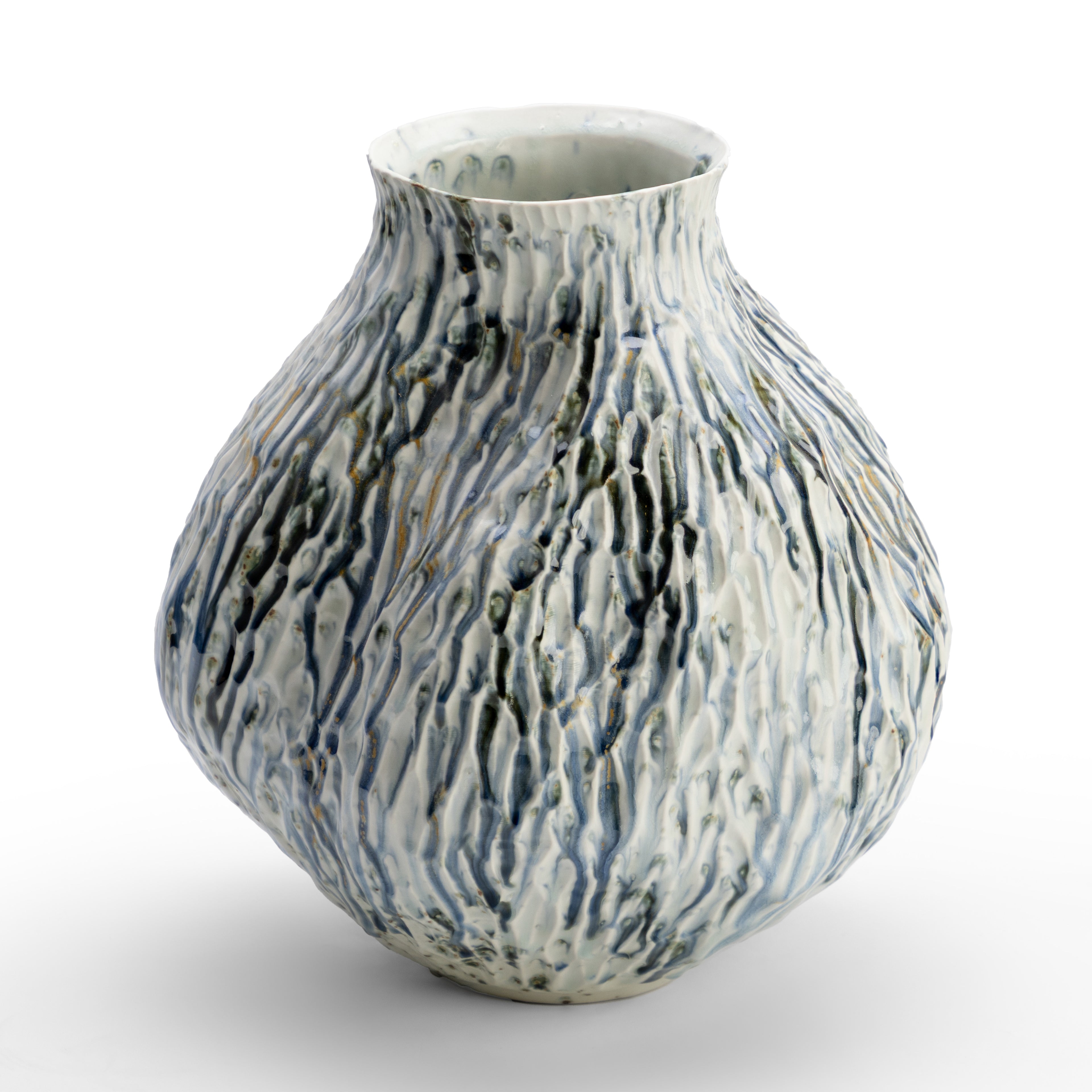 Blue and White Striped Pattern Vase