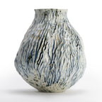 Blue and White Striped Pattern Vase