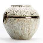Round White Rimstone Vase