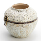 Round White Rimstone Vase